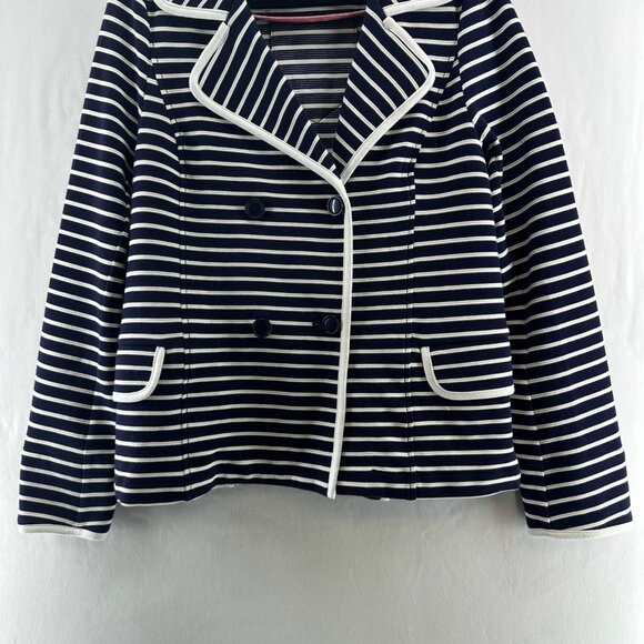 Anthropologie Stephanie Peacoat Striped Knit Jacket Size M Double Breasted Blue - Picture 6 of 13